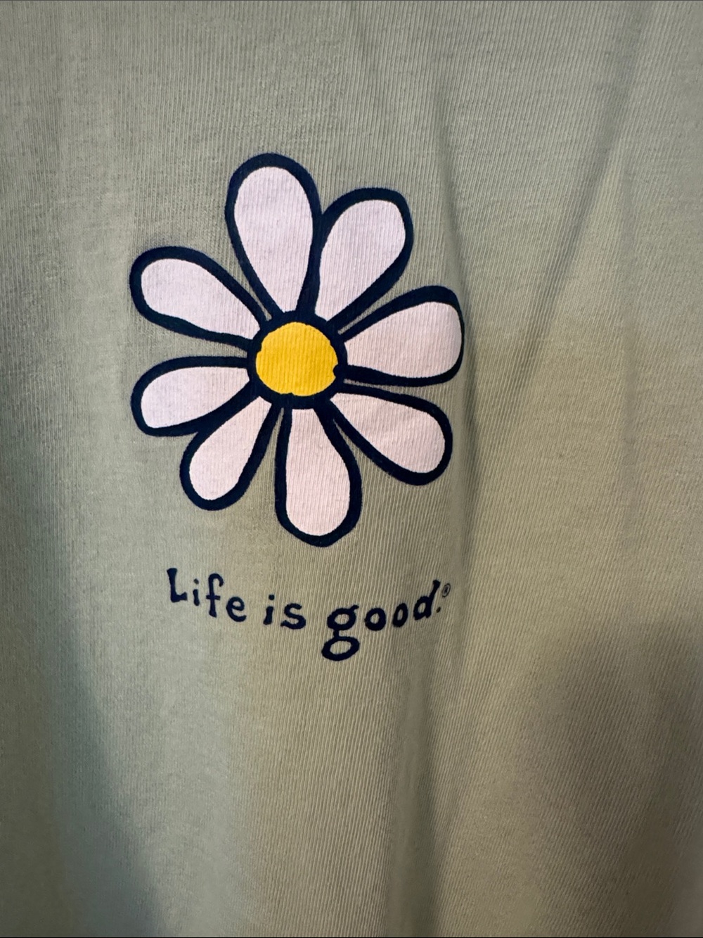 Life Is Good Long Sleeve Tee in Sage Green with Daisy - Picture 3 of 7